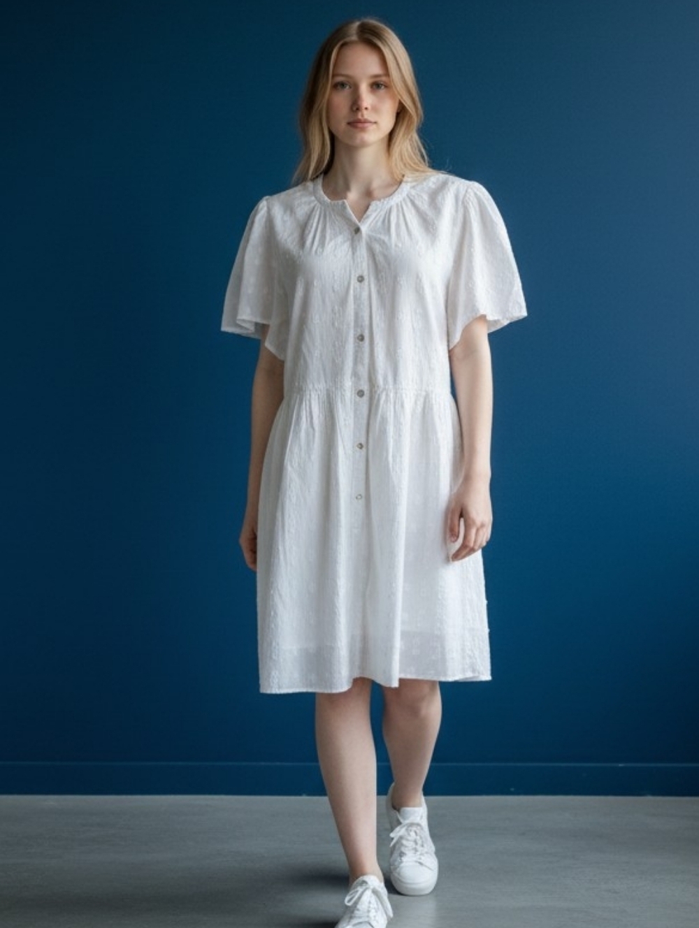 Sundance White Eyelet Button-Front Mini Dress